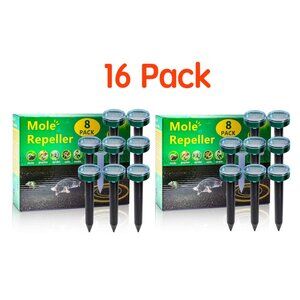 16PK Mole Repellent for lawns Gopher Repellent Ultrasonic Solar Power Snake Repe